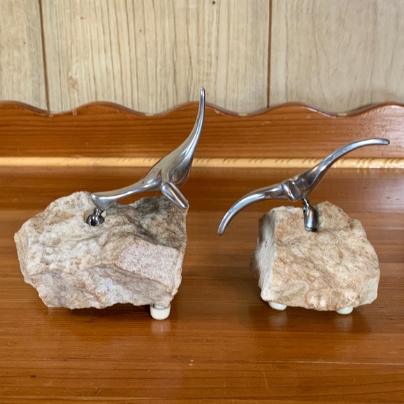 Vintage aluminum and granite Canada goose sculptures. Both hand signed and numbe - Picture 5 of 9